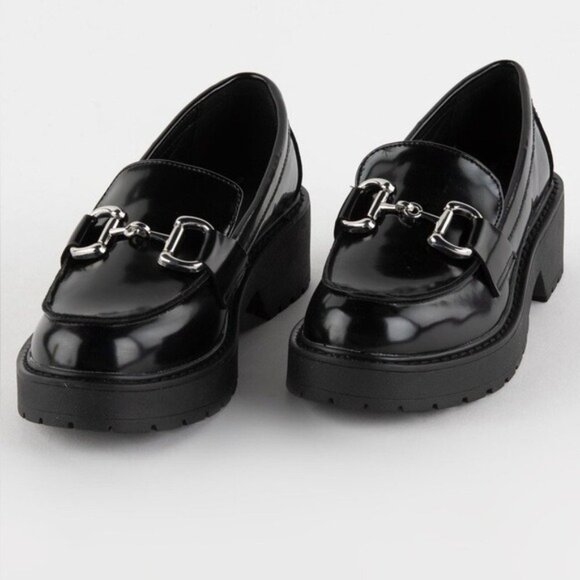 Madden Girl Academia Horse Bit Chunky Loafer Black Preppy Chic School Girl - Picture 1 of 9